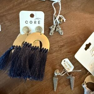 Gold and Black Tassel Earrings